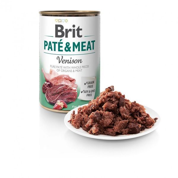 Вологий корм для собак Brit Pat&eacute; & Meat з олениною, 400 г 100078/0328 фото