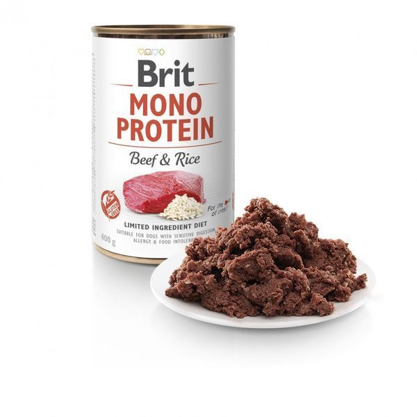 Вологий корм для собак Brit Mono Protein Beef & Rice з яловичиною та рисом, 400 г 100054/9735 фото