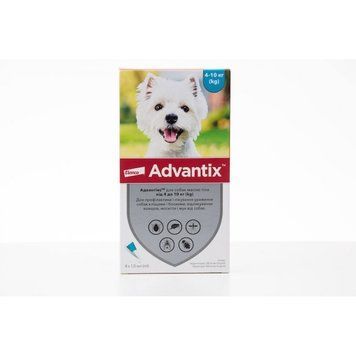 Краплі на холку для собак Elanco Bayer Advantix від 4 до 10 кг, 1 шт 4007221047230 фото