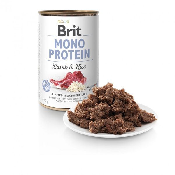 Вологий корм для собак Brit Mono Protein Lamb & Rice з ягнятиною та рисом, 400 г 100053/529728 фото