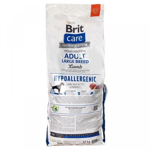 Сухий корм для собак великих порід Brit Care Dog Hypoallergenic Adult Large Breed гіпоалергенний з ягням, 12 кг 172222 фото