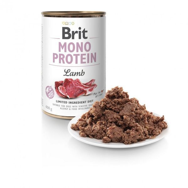 Вологий корм для собак Brit Mono Protein Lamb з ягнятиною, 400 г 100058/9773 фото