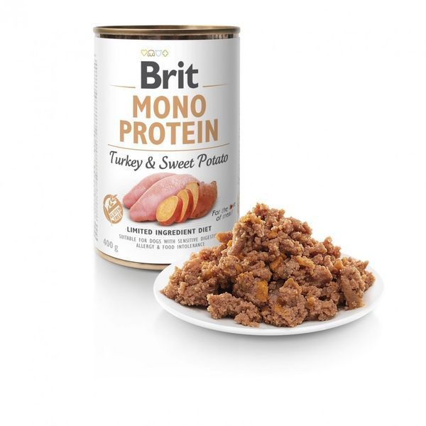 Вологий корм для собак Brit Mono Protein Turkey & Sweet Potato з індичкою і бататом, 400 г 100056/9759 фото