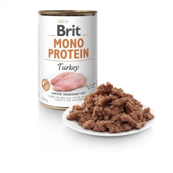 Вологий корм для собак Brit Mono Protein Turkey з індичкою, 400 г 100060/9780 фото