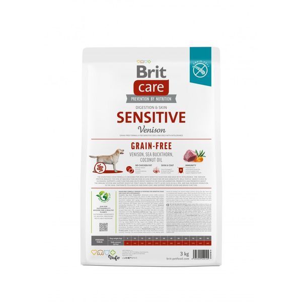 Корм сухий Brit Care Dog Grain-free Sensitive для собак з чутливим травленням та харчовою непереносимістю беззерновий з олениною 172209 фото