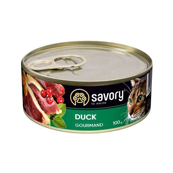 Вологий корм для котів Savory з качкою, 100 г 30600 фото
