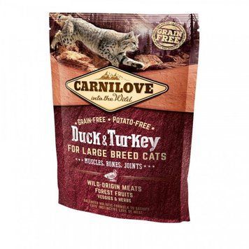 Сухой корм для кошек крупных пород Carnilove Cat Duck & Turkey Large Breed 400 г (утка и индейка) 170195/2775 фото