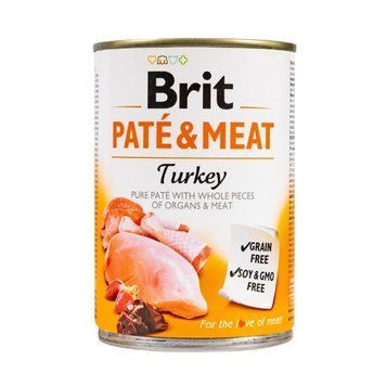 Вологий корм для собак Brit Pat&eacute; & Meat з індичкою, 400 г 100074/0298 фото