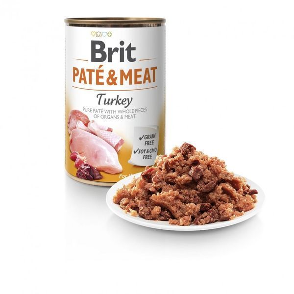 Вологий корм для собак Brit Pat&eacute; & Meat з індичкою, 400 г 100074/0298 фото