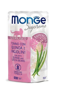 MONGE CAT Supreme Sterilised тунeць з кіноа та стручковою квасолею 80 г 70007788 фото