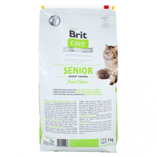 Сухий корм для котів похилого віку з надмірною вагою Brit Care Cat GF Senior Weight Control, 7 кг 171313 фото