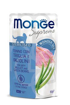 MONGE CAT Supreme Sterilised тунeць з кефаллю та стручковою квасолею 80 г 70006811 фото